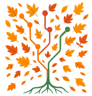 Open October Tree - Git branching graph merging into a data tree